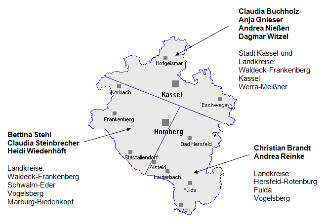 Einzugsgebiet der Interdisziplinären Frühberatungsstelle Hören und Kommunikation